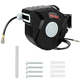 Trintion Hose Reel 20m+2m,Retractable Air Hose Reel Includes Wall Fixings,180° Pivot Swivelling,Long Reach