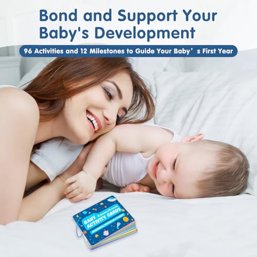 Image of Baby Activity Cards for 0-12 Months - 96 Activities Covering Milestones | Newborn & Infant Essentials Must-Haves for New Moms & First-Time Parents