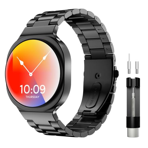 Astorgos Metallarmband kompatibel mit Samsung Galaxy Watch 8 40 mm/44 mm/Classic 46 mm Galaxy Watch 8 Armband lückenloses Business-Armband aus Edelstahl für Männer und Frauen Schwarz