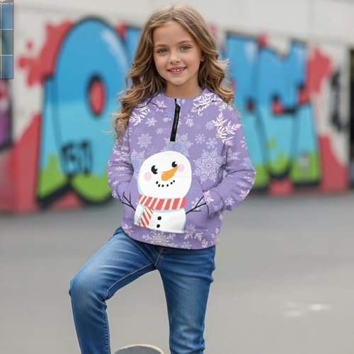 Girls Half Zip Hoodies Size 5-14 Long Sleeve Hooded Sweatshirt for Girls Comfy Tops Pullover Workout Athletic Top3
