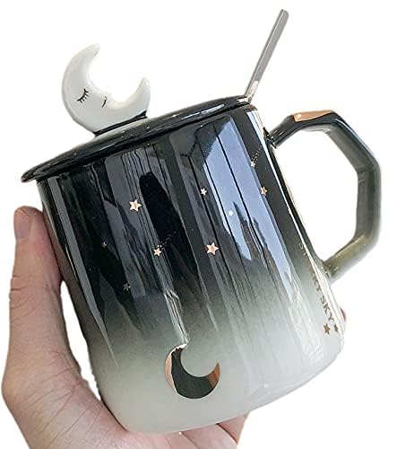 Taza de cerámica con tapa y cuchara 400 ml miniatura 2