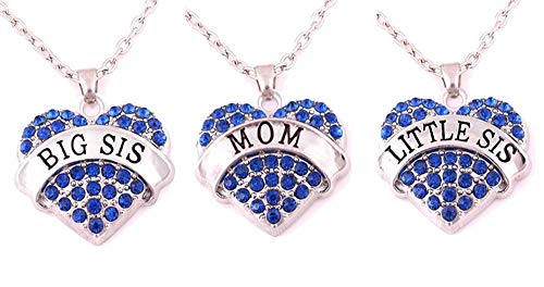 Image of Crystal Heart Necklaces Set Mom Big Sis Middle Lil Sister