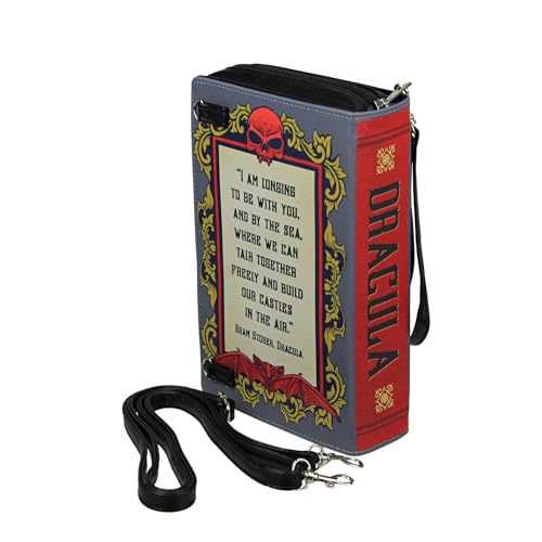 Things2Die4 Bram Stoker's Dracula Gothic Book-Shaped Clutch Bag with Crossbody or Wrist Strap, 9.25” Long, Perfect for Dark Fashion Lovers3
