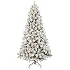 6ft flocked christmas tree with 250 warm white lights frosted artificial tree with 820 snowy branch tips metal stand foldable base ideal for home office party or holiday decor  urban country home decor