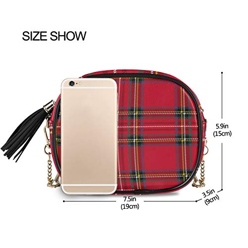 ALAZA Tartan Background Plaid Crossbody Bag with Adjustable Metal Chain Strap for Women Girl3