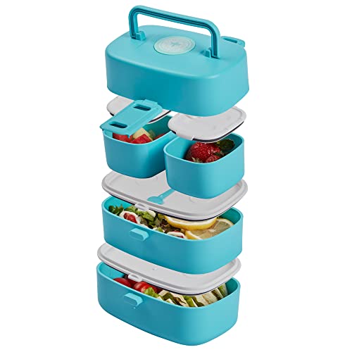 AVIOTHICÂ® Stackable Lunch Box For Kids Toddlers School | Snack Portion Control Bento Box For Adults | Leakproof, Microwavable And Dishwashers Safe Bento Box | Compact Snack Box For Traveling