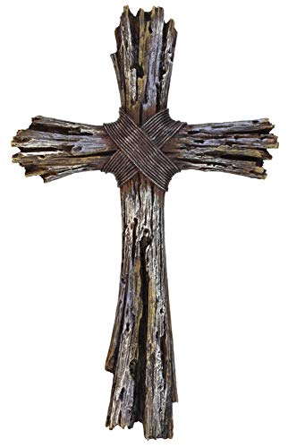 Rustic Decorative Driftwood Wall Cross - Faux Weathered Wood Rugged Jesus Art Rustic Decorative Driftwood Wall Cross - Faux Weathered Wood Rugged Jesus Art