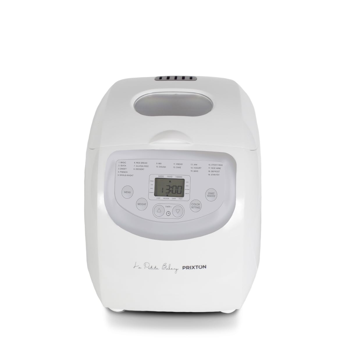 PRIXTON La Petite Bakery - Macchina per il pane e pizza 19 Tipi di Pane 3 Livelli di Tostatura Capacità 1000 g Schermo con pulsanti e Timer
