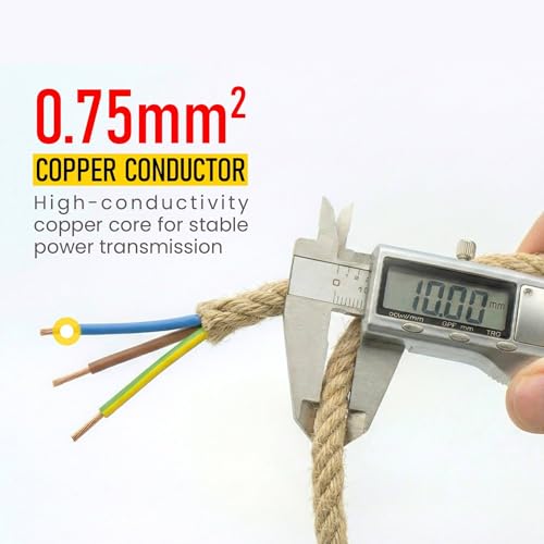 Image of LEDSone Hemp 18 AWG Fabric Covered Electrical Wire 32.8ft 3 Conductor Twisted Cord 0.75mm Tinned Copper PVC Cable for Pendant Lights Chandeliers Lamp Rewiring DIY Indoor Projects