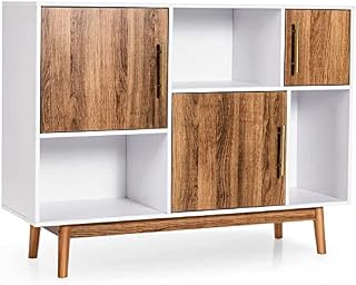 Multigot Floor Storage Cabinet, Wooden Display Organiser Sideboard with Open Shelves, Nordic Style Cupboard for Bedroom, Study, Living Room