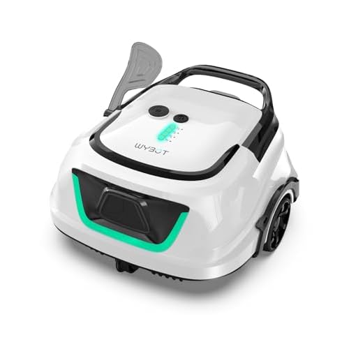 WYBOT A1 Poolroboter Akku mit Doppelfilter, 120 Min Laufzeit, Starker Kabelloser Poolroboter für Aufstellpool & Flache Pools, Entfernt Schmutz, Auto-Park,Perlweiß Grün