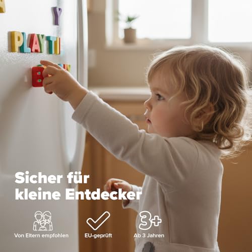 Smart Panda Magnetische Buchstaben und Zahlen für Kinder - [1x A-Z, 3x a-z, 2x 0-9 und deutschen Symbolen] Alphabet-Set Kühlschrankmagneten für Kinder - ABC-Spiele zum Buchstabieren und Lesen Lernen
