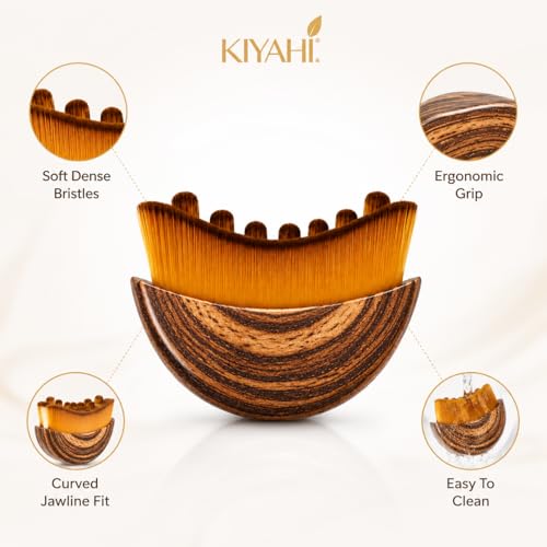 Image of Viral olb auraderm lymphatic contour guasha brush for snatched face, chin, neck | face sculpting tool for de-puffing, jawline definition & skin firming | wooden lumera brush for massage & skincare use (New Brown)