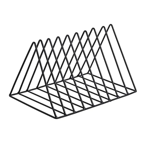 Soporte triangular de metal kokdid con 9 compartimentos para organizar revistas en color negro 2