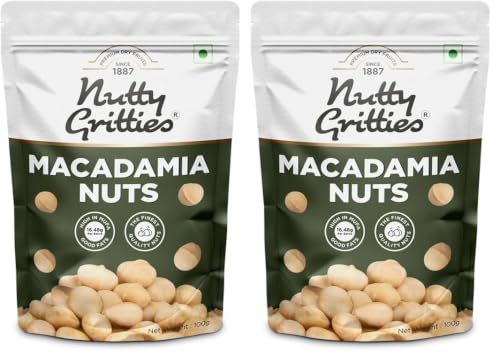 Image of Nutty Gritties Premium Raw Macadamia Nuts 100g | Rich in Healthy Fats & Antioxidants | Keto-Friendly Superfood | Crunchy & Creamy Texture | Resealable Pouch (Pack of 2)