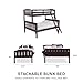 DHP Airlie Convertible Wood Bunk Bed Twin Over Full Size, Stackable and Detachable Bed Frames for Kids, Teens, Angled Ladder, High Guardrail, Wood Slats, No Boxspring Required, Espresso