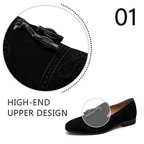 Men's Vintage Velvet Embroidery Noble Loafer Shoes Slip-On Loafer Smoking Slipper Tassel Loafer, Black/04, 12 Us #TOP1