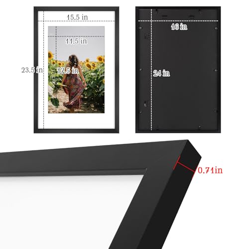 Image of Frametory, 16X24 Picture Frame Display 12X18 with Mat or Without Mat, Horizontal Vertical Wall Poster High Definition Glass, Wide Molding, Perfect for Home Decorate (Black, 6 Pack)