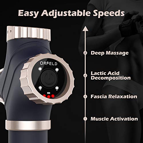 Muscle Massage Gun, Orfeld Muscle Massager Professional Deep Tissue Massage Gun High-Intensity Vibration Rechargeable Ultra Quiet with 6 Massage Heads 4 Adjustable Speed LED Indicator