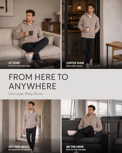 Image of Nobero Classic Zipper Hoodie for Men | Zip Up Hoodies for Men | Regular Fit | Full Zip Closure | Drawstring Hood | Zipped Hooded Sweatshirt | Cotton Rich Zipper Fleece Hoodie