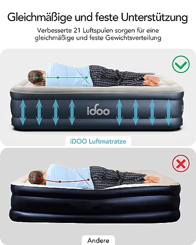 Einzel Luftmatratze iDOO mit integrierter Luftpumpe für Camping und Zuhause