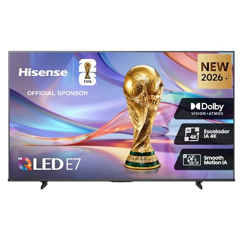 Hisense 43E7S - QLED Smart TV 43 Pulgadas, Hi-QLED Color, Dolby Vision.Atmos, Escalador IA 4K, Smooth Motion IA, Modo Juego Plus, Dolby Vision IQ, HDR10+Adaptive