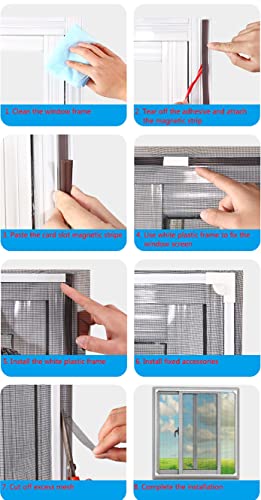Adjustable Magnetic Seamless Fiberglass Window Screen Replacement Kit - Ventilation And Vents Window Screen Repair Kit For Basement/Patio/Bath Vents/Bedroom Window Sills With 29"X39" Screen And 10' Adjustable Frame #TOP4