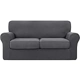 CHUN YI 1-Piece Stretch Polyester and Spandex Rhombus Jacquard Sofa Slipcovers Durable Soft Sofa Covers High Elastic Couch Cover Easy Fitted 3 Seats Couch Slipcover (Cream White)