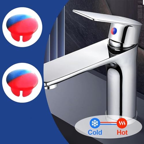 12 Pcs Hot and Cold Water Faucet Indicator Tap Insert Index Buttons Parts for 6.8mm Holes Red Blue Temperature Caps Accessories Kitchen Bathroom (Red Blue, 6 * 9mm) — view 2