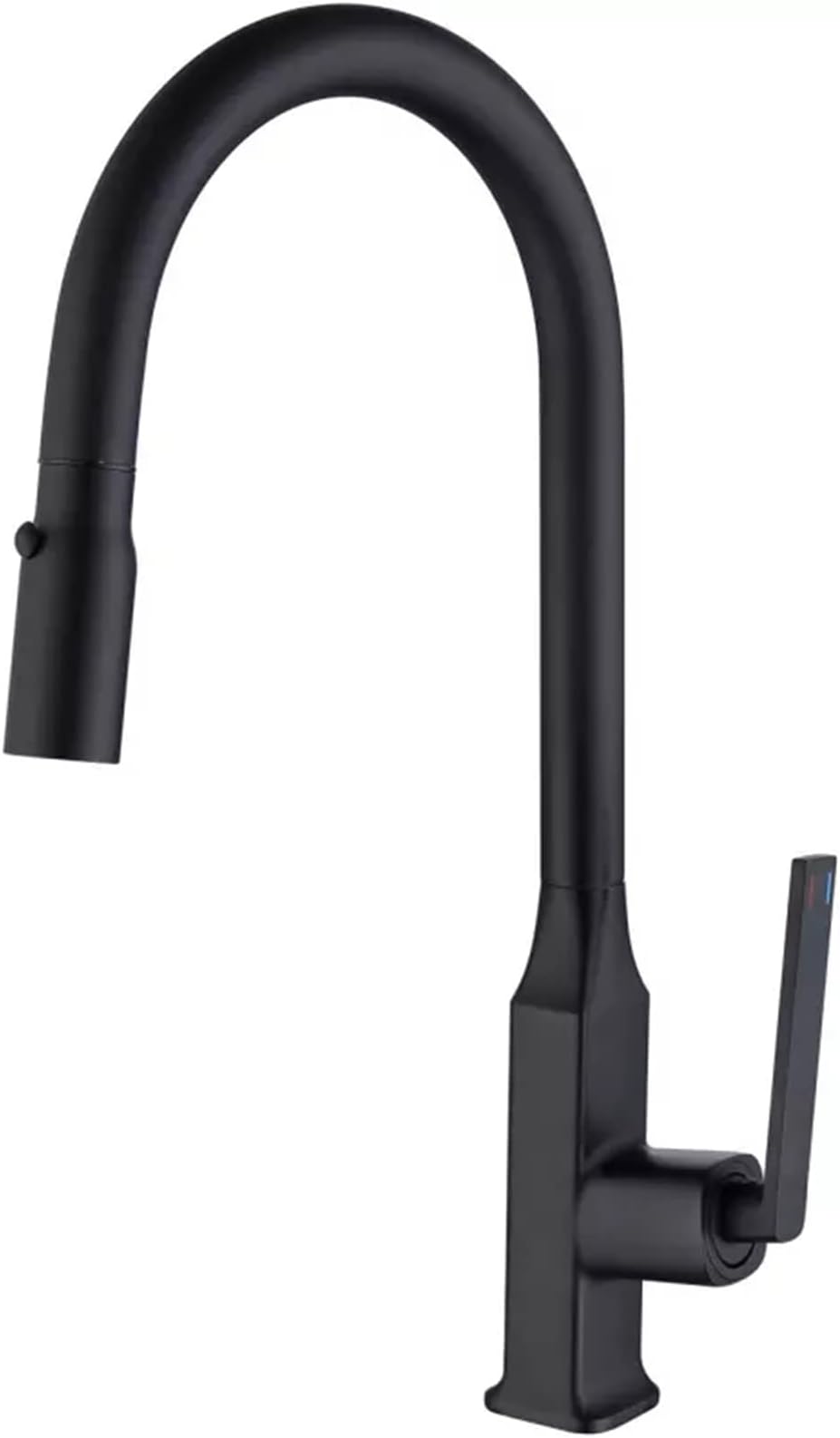 Pull Out Kitchen Faucet Matte Black Brass Hot Cold Water Kitchen Mixer Tap Modern Single Handle Single Hole Kitchen Faucet with 2- Mode Pull Down Sprayer