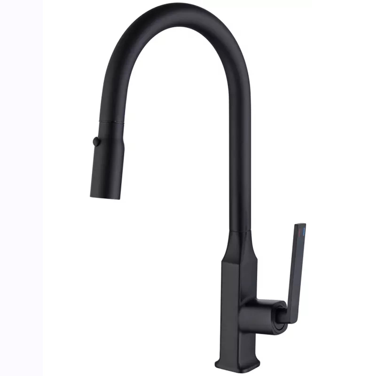 Pull Out Kitchen Faucet Matte Black Brass Hot Cold Water Kitchen Mixer Tap Modern Single Handle Single Hole Kitchen Faucet with 2- Mode Pull Down Sprayer