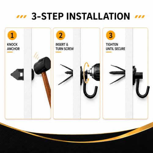 Image of Jyphorixal 150Pcs Self Drilling Drywall Anchors with Screws Kit,Zinc Plated Steel,2 Sizes Expansion Screws and 2 Sizes Wall Anchors, Easy Application No Drill or Holes in Wall.(Electrophoretic Black)