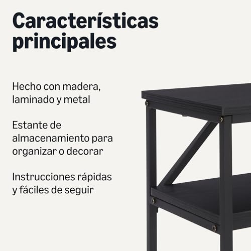 Miniatura 4 de Amazon Basics Consola Rectangular Con Estante De Almacenamiento, Estructura De Acero, 30 X 100 X 80 Cm Fondo X Ancho X Alto ,Negro