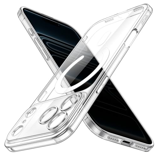JETech Funda Magnética Slim para iPhone 17 Pro 6,3 Pulgadas Compatible con MagSafe, Protección Completa Lente Cámara, Carcasa Ultra Delgada Ligera Clara Minimalista Protectora (Transparente)