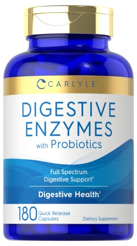 Digestive Enzymes with Probiotics | 180 Capsules | Non-GMO, Gluten Free | Digestive Enzyme Supplement | by Carlyle