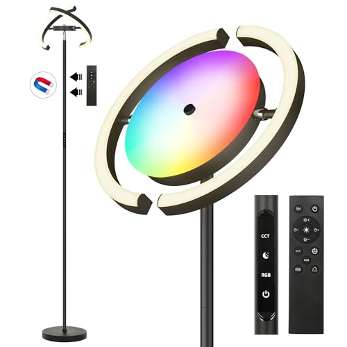 OTREN LED Stehlampe Wohnzimmer, RGB Deckenfluter LED 28W Modern, 3000K-6000K Stehleuchte Dimmbar mit Fernbedienung&Touch Steuerung für Schlafzimmer, Büro