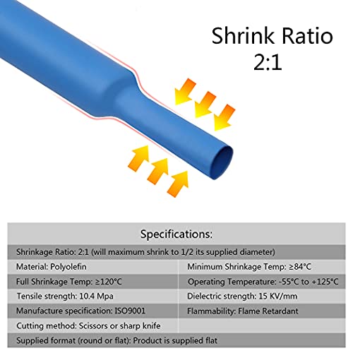 Preciva 1200 Pieces Heat Shrink Tubing, Electric Insulation HeatShrink Wrap Cable Sleeve, Wire Insulated Sleeving Tubes, Shrink Ratio 2: 1, 5 Colors, 12 Sizes - Image 3