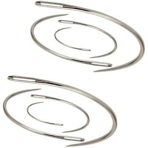 SaiDian 2 Sets 2'' / 2.5'' / 3 ''/ 3.5 '' Curved Leather Hand Sewing Needles C Type Needles for Carpet Leather Canvas Repairing Weaving Crafts Cover