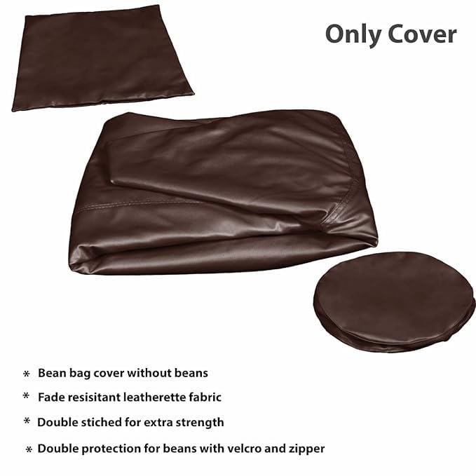 Image of Cover 4XL Without Beans with Footrest and Cushion Lounge Chair Luxury Bean Bag Cover with Footrest Without Beans 4XL (Without Fillers) (Tan New)