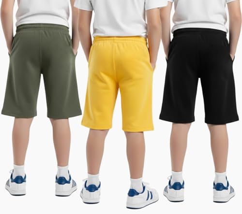 Image of hotfits Boy's Cotton Knee Length Graphic Casual Shorts with Pocket -Pack of 3