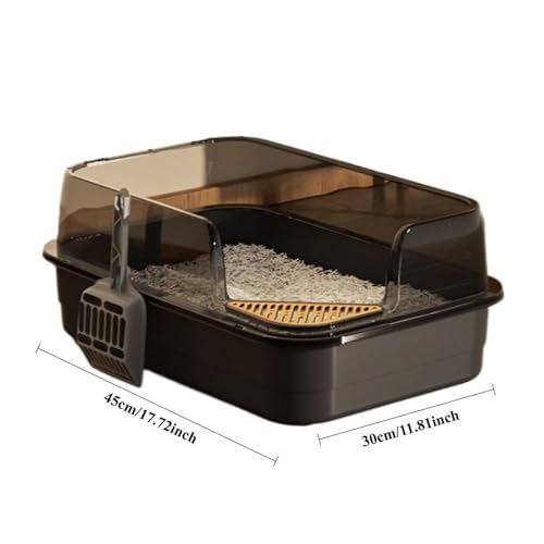 Caja de arena para gatos semi cerrada grande color negro miniatura 2