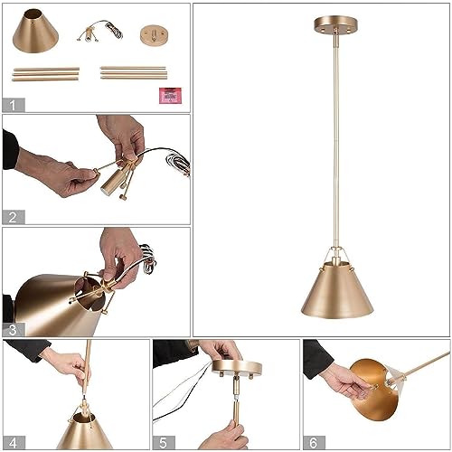Gepow PENDANT LIGHTS KITCHEN ISLAND Gold Kitchen Pendant Light Fixtures, Modern Cone Pendant Lighting For Kitchen Island thumb #7