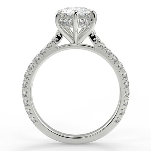 3ct Pear Cut Moissanite Solitaire Engagement Ring for Women Solid 10K 14K 18K White Gold Promise Wedding Rings Gift for Her, Size 7 (D Color, VVS1 Clarity)2