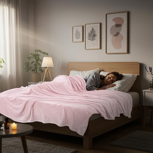 Image of Utopia Bedding Fleece Blanket King Size Pink 300GSM Luxury Fuzzy Soft Anti-Static Microfiber Bed Blanket (90x102 Inch)