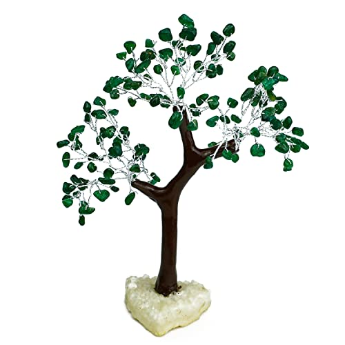 Image of REMEDYWALA Charged Energized Green Jade Crystal Tree Cluster Stone Base for Reiki Healing Green Jade Stones Crystal Tree 150 Beads