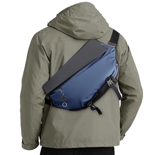 MQTUG Crossbody Bags for Women & Men - Anti-Theft Sling Backpack with Magnetic V-Buckle for Travel, Commuting, Cycling & EDC (Blue)