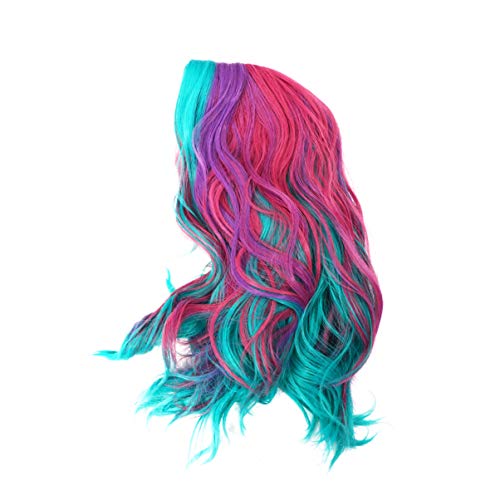 PIXNOR Peruca Longa Ondulada Feminina Peruca Loira Encaracolada Arco-Ãris Peruca Multi Colorida Peru