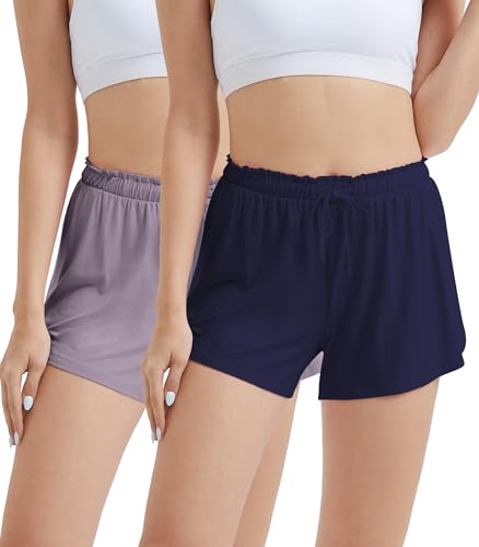 WiWi Bamboo Visose Pajama Shorts for Women Soft Sleep Bottoms Plus Size Lounge Boxers Pj Sleepwear Bottom S-4X2