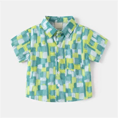 Kids Boys Polo Shirt Breathable Short Sleeve Classic Polos Toddler Tropical Floral Graphic (Green-1, 12-18 Months)2