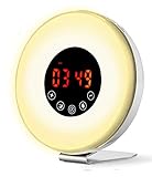 Wake Up Light Alarm Clock, [2018 UPGRADED] Digital Alarm Clock with Sunrise Simulation, 7 Colors Night Light, 6 Nature Sounds, FM Radio for Bedrooms and Heavy Sleepers